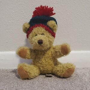 Plush Tan Teddy Bear with Festive Hat